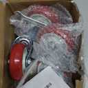 Heavy Duty Stem Caster Wheels Double Bearing PU Castors No Noise Swivel Casters M8-1.25x25mm 4 Packs with Dual Locking (4 Inch,With Brake)