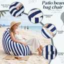 Outdoor Bean Bag Chair, Pear Shaped Outdoor Beanbag Sofa Waterproof Sunproof Breathable Fabric Patio Chair for Home Patio Poolside Dorms 29 x 29 x 27 Inches(Blue White Stripes), 29.13 x 29.13 x 27.17 inches