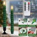 YAUNGEL 6 Pcs Christmas Tree Candles with Metal Candle Holder, Real Wax Christmas Tree Candles with Remote Timer, Flameless Tree Candlesticks Battery Operated Flickering Flame for New Year Xmas Decor