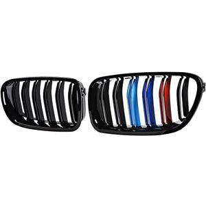 F10 Grille, Black Front Kidney Grille Grill Compatible with BMW 2010-2017 5 Series F10 F11 F18 M5 528i 535d 535i 550i, M Color Double Slats