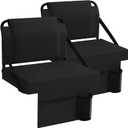 Stadium Seat 2 Pack for Bleachers with Back Support,Portable Bleacher Chairs with Back and Cushion, Black