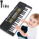Upgraded 37 Key Piano Keyboard Toy for Kids Ages 3-5 Electric Pianos with Microphone Toddler First Music Toys for 3 4 5 6 7 Year Old Boys Girls Birthday (Black)