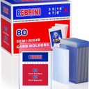 80ct Semi Rigid Card Holders & 80ct Card Sleeves for PSA, SGC, BGS, CSG Graded Card Submissions, Card Saver for Trading Cards, Baseball Card Protectors