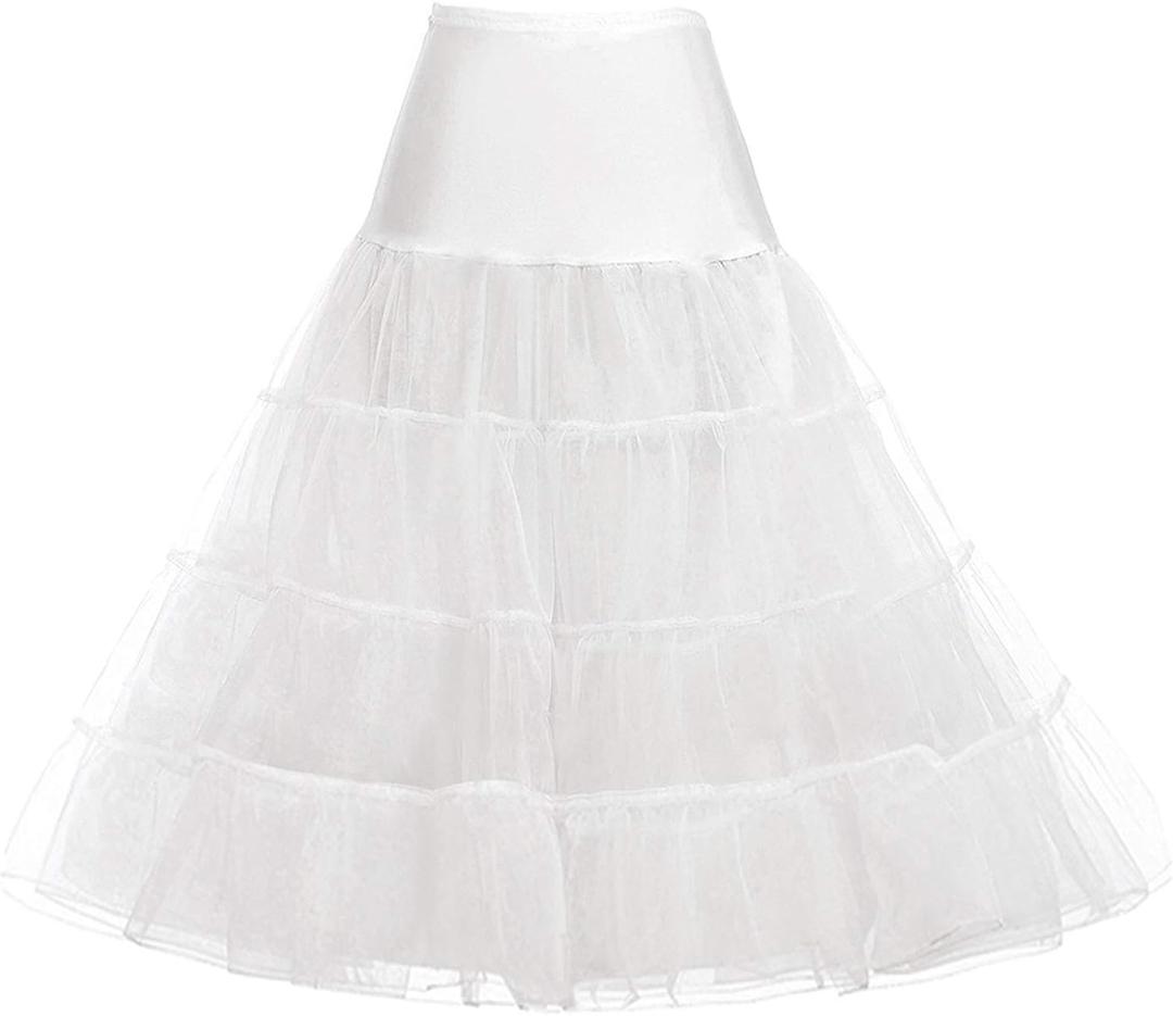 GRACE KARIN Women's 50s Vintage Petticoat Crinoline Tutu Underskirts Tea Length 30 inch Long (X-Large, Ivory)