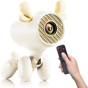 Cartoon Dog Mini Projector with Wifi6 and Bluetooth 5.1 1080P Full HD Portable Projector Movie Projector Compatible with TV Stick Smartphone/HDMI/USB Indoor/Outdoor Use