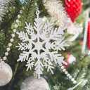 6pcs Large White Snowflakes Ornaments 12 Big Plastic Glitter Snowflake for Winter Indoor Outdoor Christmas Tree Window Room Decorations Giant Craft Snowflakes