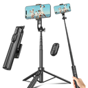 Selfie Stick Travel Tripod for Cell Phone with Remote Control and Phone Holder, Extendable Selfie Stick for iPhone, iPhone Tripod for Video Recording, 50 Inch, Black