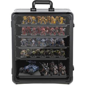 Miniature Storage Case with 6 Metal Trays Aluminum Frame Case with Lock Large Capacity Miniature Display Case