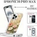 for iPhone 16 Pro Max Case, Floral Clear Case, Cute Floral Pattern Flower Design, Oil Painting Flower Phone Cases, Scratch Resistant Shockproof Cover, Aesthetic Phone CoverB136