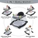 5 in 1 Foldable Baby Walker,Activity Baby Walker-Baby Bouncer,Rocker,Activity Center,Seat and Push Walker,Detachable Footrest Mat,Adjustable Speed Rear Wheels and Height,Ages 6-18 Months (Black)