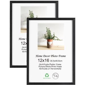 LYYYXGYP 12x16 Picture Frame Black Wood 2 Pack Wooden Photo Frame Natural Solid Wood Frame Gallery Poster Frame with Plexiglass for Wall Hanging