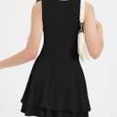 EXARUS Girls Dress Summer Teen Vacation Sundress Casual Beach Dance Party | Tween Spaghetti Strap Sleeveless Mini Dresses Square Neck Ruffle Hem Flowy Ruched Homecoming Back to School 10Y (Black)