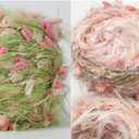 Hand Spun Yarn 4 Pack of 50g/Skein Wool Cotton Mohair Acrylic with Hand Art Blended Colorful Handmade (Green 2 Pack and Pink 2 Pack)