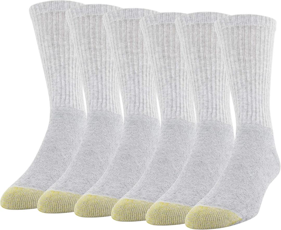 GOLDTOE Men's 656S Cotton Crew Athletic Socks (Multipack) (Large)