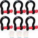 6 Pack 5/8" D Ring Shackles Set 3.25 Ton (7165 Lbs) Capacity with 3/4" Pin Heavy Duty Shackles with 3 Pairs Work Gloves for Towing Strap Winch Off-Road Truck Vehicle Recovery