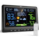 LIORQUE Weather Stations Indoor Outdoor Thermometer Wireless, Atomic Clock for Home with Large Display, Inside Outside Temperature and Humidity Monitor with Date and Weather Forecast