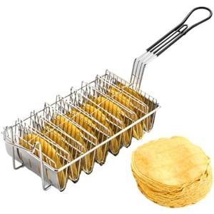 Taco Fryer Basket, Deep Fryer Taco Holder Basket V-Shaped Taco Shell Mold Taco Shell Fryer for Burritos and Tortillas (8 Shells)
