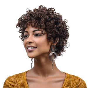 Short Wigs Pixie Cut Wigs For Black Women Afro Wig Bob Headband Wigs Pixie Wigs For Black Women Short Brown Wig Short Curly Glueless With Bangs (Black and Brown)