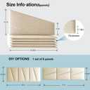 Peel and Stick Headboard for Queen Bed Linen Fabric Upholstered Wall Mounted Headboard - Wall Padding Panel in Beige for Bedroom/Living Room/Dorm (6 Panels)