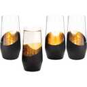 MyGift Set of 4 Black & Gold Stemless Champagne Flutes - 11 oz Wedding Party Glasses, Modern Barware for Sparkling Wine, Cocktails, Christmas Gifts (Elegant Home & Bridal Shower Essentials)
