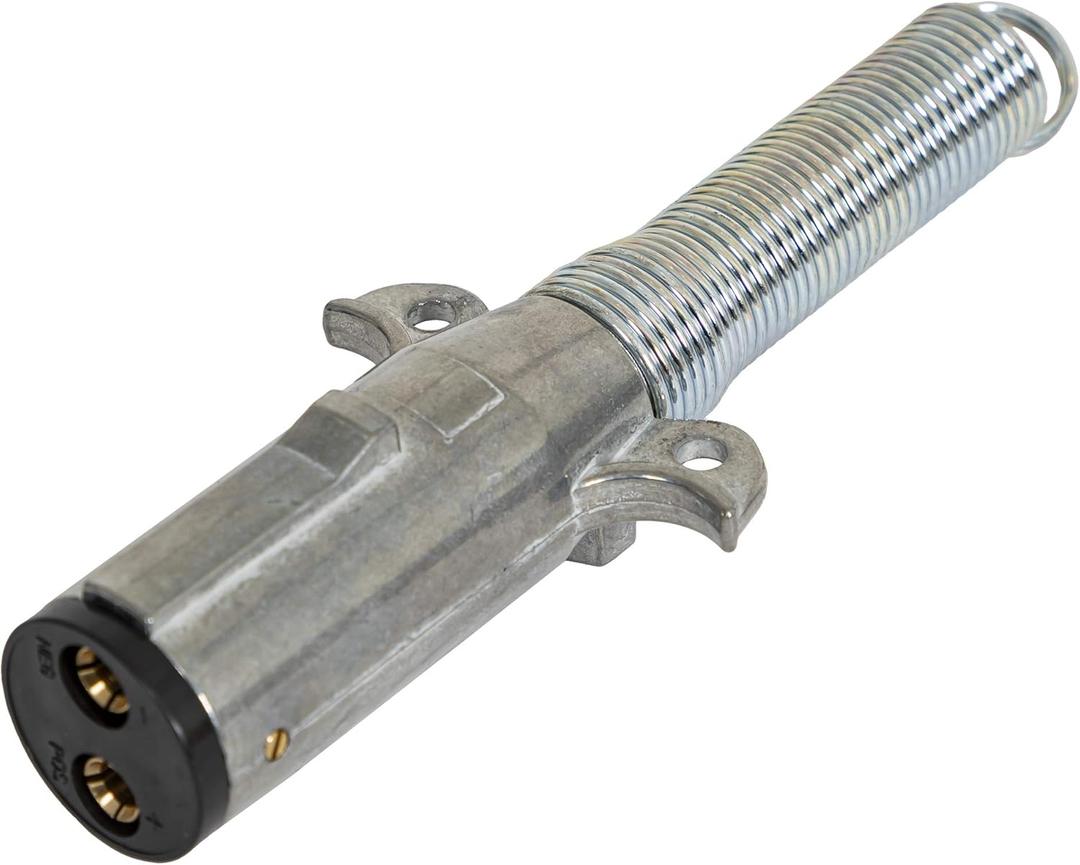 Buyers Products TC2012 2-Way Die-Cast Zinc Trailer Connector – Trailer Side – Vertical Pins with Spring – Secure 2 Pin Trailer Electrical Connection – Heavy Duty 2 Prong Plug, Made in The USA