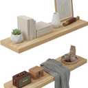 Lufia Floating Wall Shelves, Set of 2, MDF with Invisible Brackets, Modern Storage for Bedroom, Bathroom, Living Room, Kitchen (Oak, 28" W x 7" D x 1.5" H)