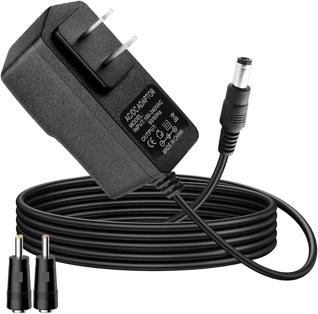 9V 2A AC Adapter with 6ft Cord and Advanced Safety Protections - Compatible with Routers, LED Strip Lights, Speakers & More | 100V-240V Input, | 5.5mm x 2.1mm & 2.5mm Barrel Jack