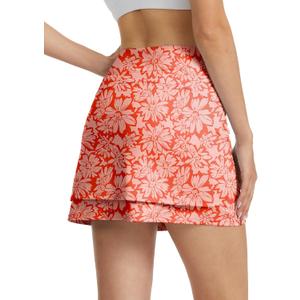 Skort for Women High Waisted Tennis Skirt with Built-in Shorts,Ruffle Athletic Golf Skort for Wommen with Pockets, L