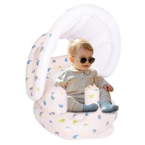 Inflatable Baby Seat with Detachable Canopy and Built-in Pump, Inflatable Baby Chair for Babies 3 Months and Up, Sit Me Up Chair for Outdoor Indoor, Bumbo Seat for Infants, Whale