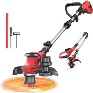 Cordless String Trimmer Compatible with Milwaukee 18V (Tool Only), MtiolHig 3 in 1 Weed Eater with Brushless Motor & Battery Level Display, Electric Weed Wacker/Edger Trimmer, w/ 18 Line, Red