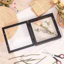 8x8 Shadow Box Frame with Linen Back - Sturdy Rustic Memory Display Case of Flower, Pictures, Medals and More, Black