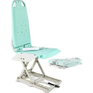 SuperHandy Portable Floor & Bath Lift  26V 51.8Wh Battery, Lightweight 19 lbs, Foldable, 330 lb Capacity, IP68 Waterproof Lift for Seniors, Ergonomic Seat with Removable Panels (Aqua Blue)