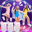 50 Pcs Party Clear Drink Pouches with Straws Popular Music Theme Zipper Bags Favors Decorations for Themed Disco Party Graduations, Weddings Bridal Baby Shower