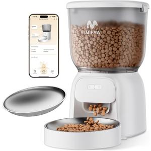 Automatic Cat Feeder WiFi: 5G Smart Auto Pet Feeder with App Remote Control- Timed Feeding Cat Food Dispenser with Airtight Lock-Fresh- Easy to Clean& Dual Power Supply with Stainless Bowl