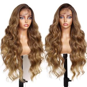 AISI HAIR 134 HD Ombre Blonde Lace Front Wigs for Women - Pre Plucked Long Body Wavy Synthetic Lace Wig with Baby Hair, Beginner Friendly, Natural Looking, Free Part 28 Inch