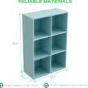 OSCHF 6-Cube Storage Shelf Bookcase - Wooden 3-Tier Floor Standing Open Bookshelf for Home and Office, Display Cabinet, Light Blue