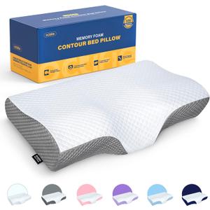 Adjustable Cervical Pillow for Neck and Shoulder Pain Relief, 5X Support Memory Foam Pillows for Sleeping, Orthopedic Traction Pillow Odorless, Bed Pillow for Side Back Stomach Sleeper (Standard (21.3" 14.1" 5.1"/3.5"), Grey)