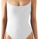 SUUKSESS Women Sexy Square Neck Thong Bodysuit Backless Cami Bodysuit Top Size S