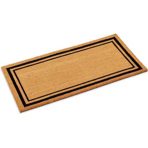 Kempf Black Border Coco Coir Doormat, 24" x 60", Non-Slip Backing, Heavy Duty Natural Fiber Front Door Welcome Entrance Mat, Low Clearance, Outdoor Indoor