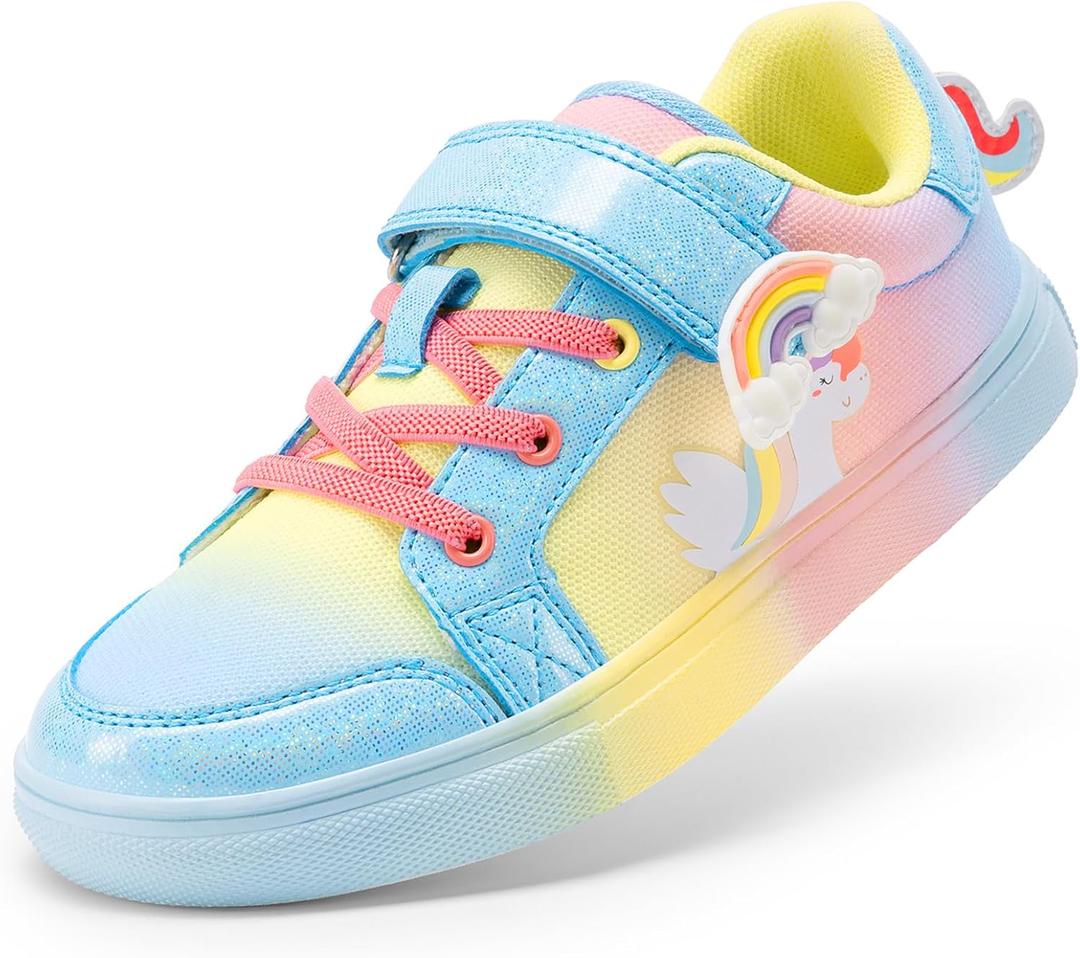 DREAM PAIRS Girls Shoes Toddler Sneakers Rainbow Storybook Casual School Walking Footwear for Toddler/ Little Kids, Size 11 Little Kid, Rainbow/ Blue, SDFS2308K