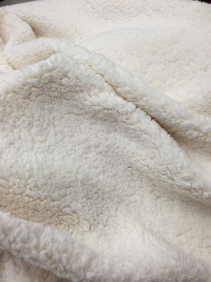 Minky Sherpa Faux Fur Fabric 60" Wide Sold by The Continuous Yard (Ivory) - for Lux Cozy Blankets, Coats, Jackets, Throws, Scarves, Cuddle, UGG Boots, Sweaters