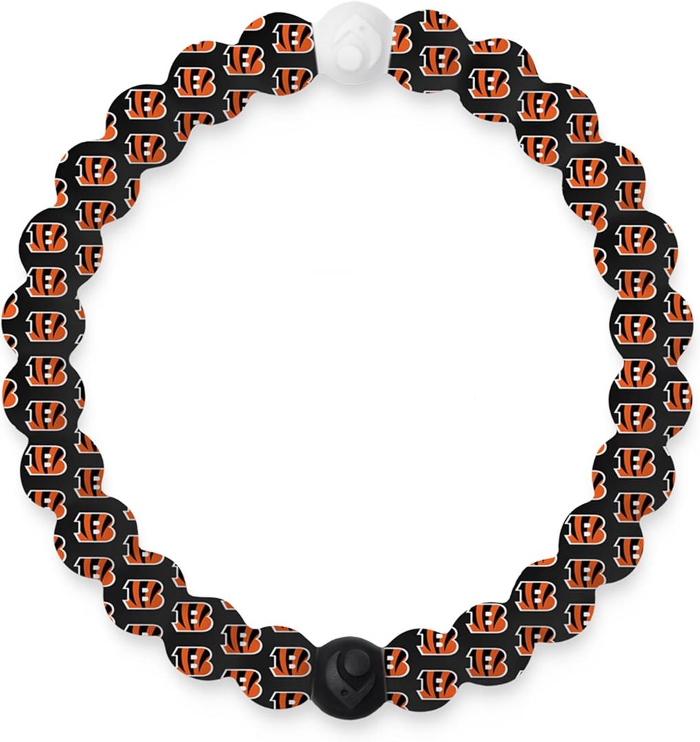 Lokai NFL Football Collection Beaded Bracelets for Men & Women - Silicone Jewelry Beaded Friendship Bracelet for Women & Men - Sports Team Gear, Apparel & Accessories (6 Inch - Small, Cincinnati Bengals Logo)