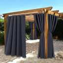 BONZER Waterproof Indoor/Outdoor Curtains for Patio - Thermal Insulated, Sun Blocking Grommet Blackout Curtains for Bedroom, Porch, Living Room, Pergola, Cabana, 2 Panels, 70 x 84 inch, Dark Grey