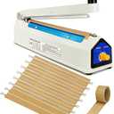 Impulse Heat Sealer 8 inch Mylar Bag Sealer, Heat Sealer for Plastic Bags, Metal Iron Shell, Impulse Sealer 3mm Sealing, Manual Hot Seal Machine with 8 Repair Kits(Included 2 Cutter Lines)