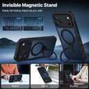 CENHUFO Privacy for iPhone 17 Pro Case, Compatible with Magsafe Full Body Phone Case Built-in 9H Tempered Glass Privacy Screen Protector and 360° Spin Magnetic Stand Ring Camera Lens Cover - Black