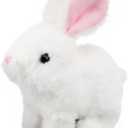 Hopping Walking Bunby Realistic Bunny Toy Rabbit Toy with Sounds, Wiggling Ears, Twitching Mouth and Nose, Educational Interactive Bunny Bunbi Toy for Baby (White)