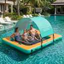 Inflatable Floating Dock, Portable Inflatable Island Platform, with Air Pump, Repair Kit & Carry Bag, Inflatable Dock Platform for Swimming, Lake, Pool, Beach