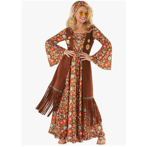 Morph Hippie Costume Women 70s Hippie Dress Outfits 60s Costumes Retro Boho Style Festival Wear for Women, XL
