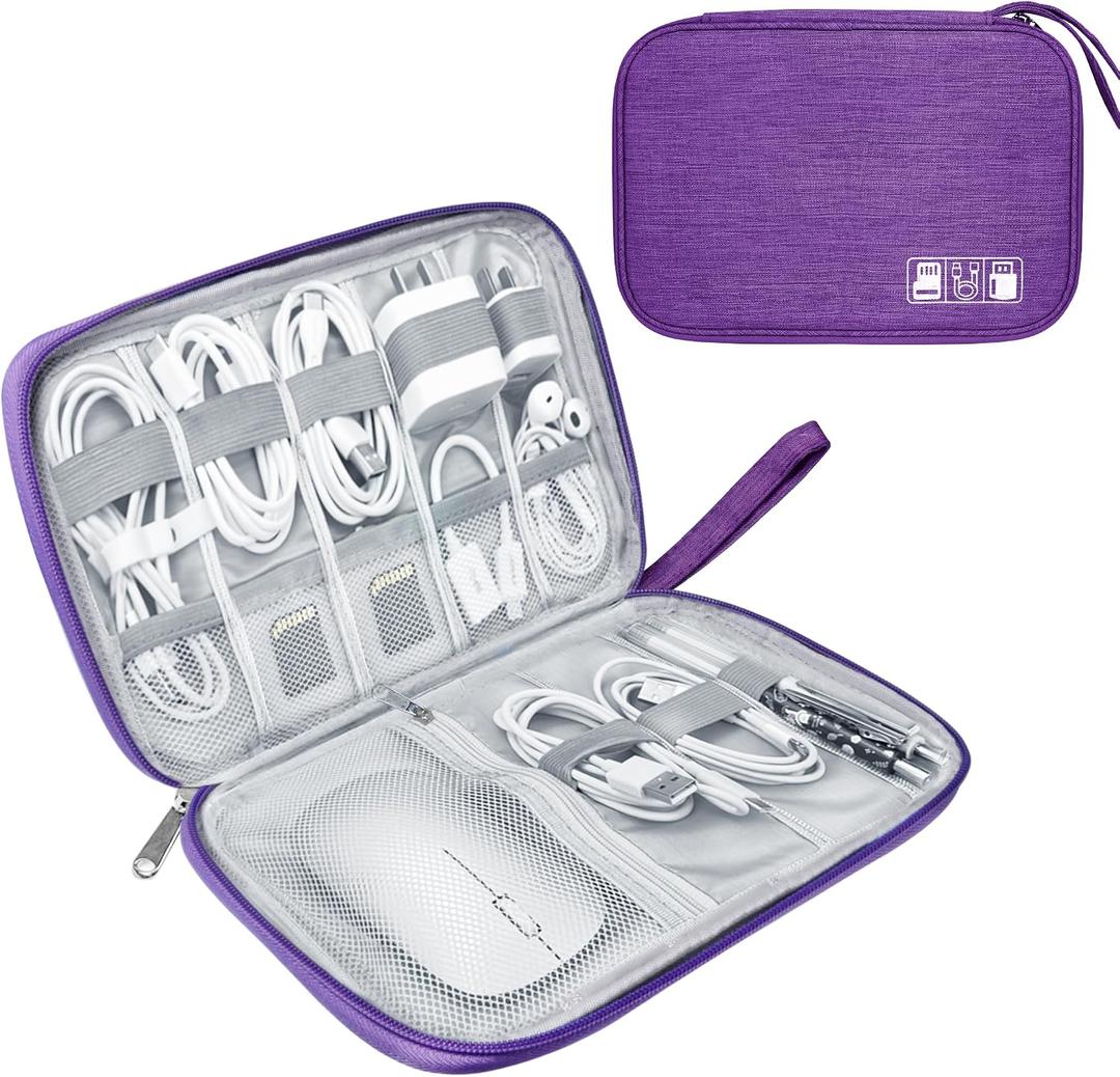 Lcsmaokin Electronics Travel Organizer,Portable Waterproof Electronic Travel Storage Bag for Small Charging Cord Storage,Charger,Small Electronics,SD Card etc,for Travel,Business - Purple