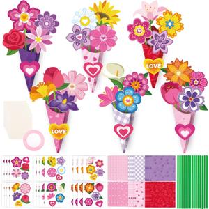 FOIMAS 24 Sets Mother's Day Flower Bouquet Craft Kit Make Your Own Flower Bouquet Craft for Mother's Day Teacher Appreciation Home Spring Holiday Party Fun Activities